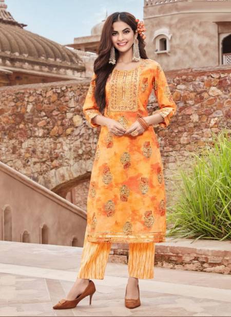 Goldy 1 Fancy Latest Designer Ethnic Wear Foil Print Kurti With Bottom Collection Catalog